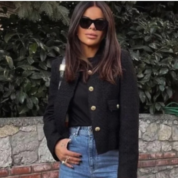 NWT Zara Cropped Textured Blazer - Picture 3 of 13